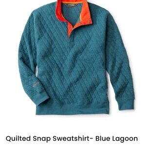 Orvis men’s XL Quilted Snap Sweatshirt - Blue Lagoon